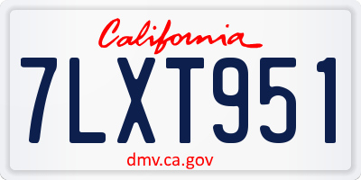 CA license plate 7LXT951