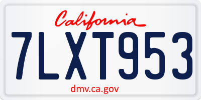 CA license plate 7LXT953