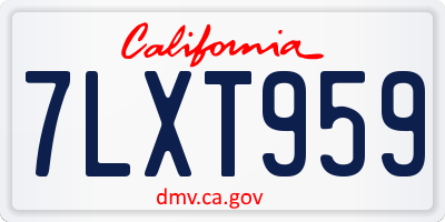 CA license plate 7LXT959