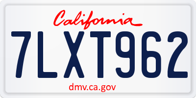 CA license plate 7LXT962