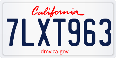 CA license plate 7LXT963
