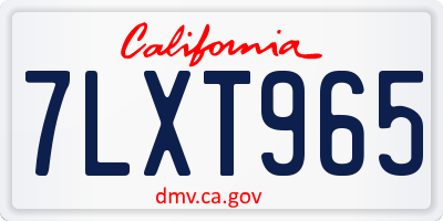 CA license plate 7LXT965
