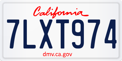 CA license plate 7LXT974