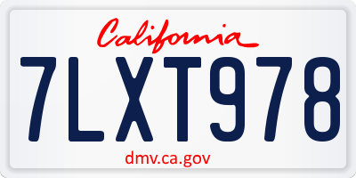 CA license plate 7LXT978