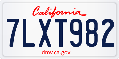 CA license plate 7LXT982