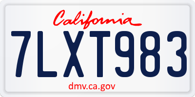 CA license plate 7LXT983