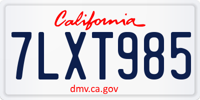 CA license plate 7LXT985