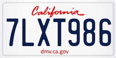CA license plate 7LXT986