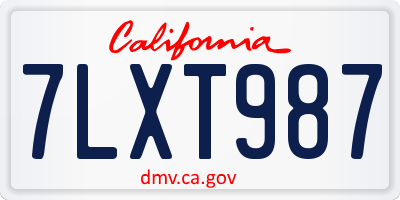 CA license plate 7LXT987