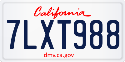 CA license plate 7LXT988