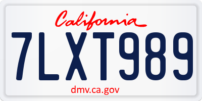 CA license plate 7LXT989