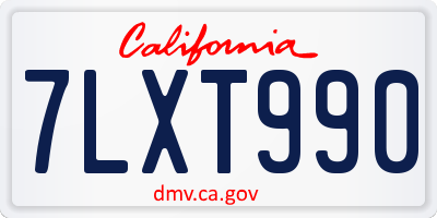 CA license plate 7LXT990