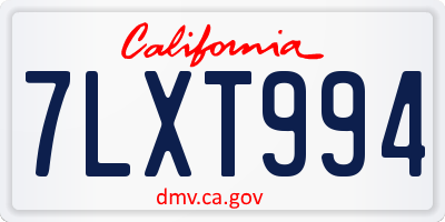 CA license plate 7LXT994