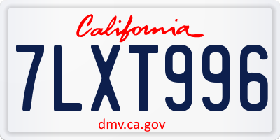 CA license plate 7LXT996