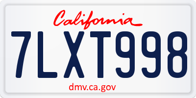CA license plate 7LXT998