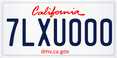 CA license plate 7LXU000