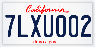 CA license plate 7LXU002