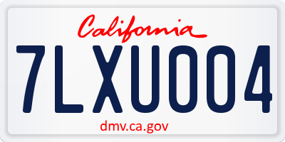 CA license plate 7LXU004