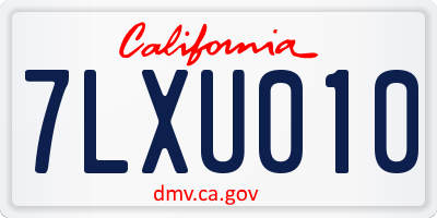 CA license plate 7LXU010