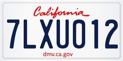 CA license plate 7LXU012