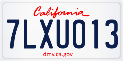 CA license plate 7LXU013