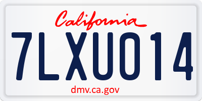 CA license plate 7LXU014