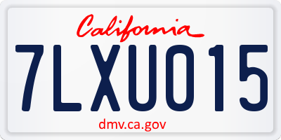 CA license plate 7LXU015