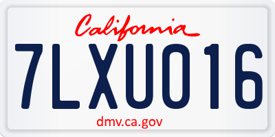 CA license plate 7LXU016