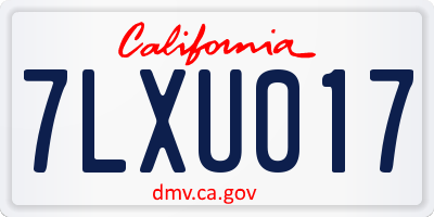 CA license plate 7LXU017
