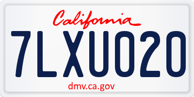 CA license plate 7LXU020