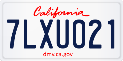 CA license plate 7LXU021