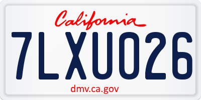 CA license plate 7LXU026