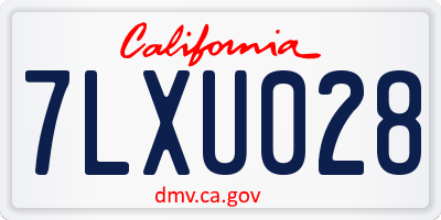 CA license plate 7LXU028