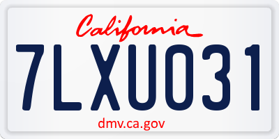 CA license plate 7LXU031