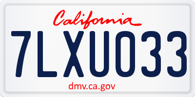 CA license plate 7LXU033