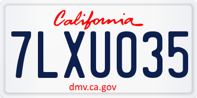 CA license plate 7LXU035