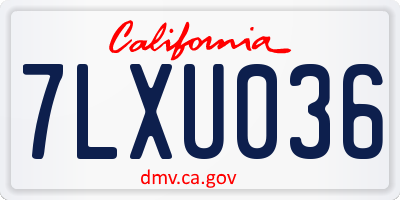CA license plate 7LXU036