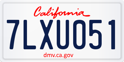 CA license plate 7LXU051