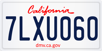 CA license plate 7LXU060