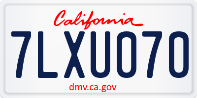 CA license plate 7LXU070