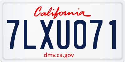 CA license plate 7LXU071