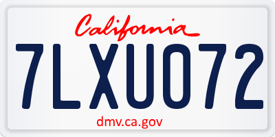 CA license plate 7LXU072