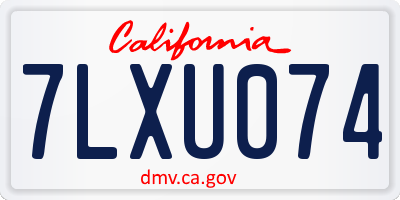 CA license plate 7LXU074