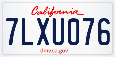 CA license plate 7LXU076