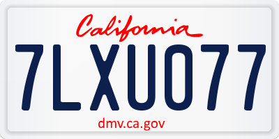 CA license plate 7LXU077