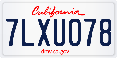 CA license plate 7LXU078