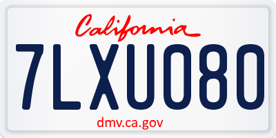 CA license plate 7LXU080