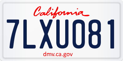CA license plate 7LXU081