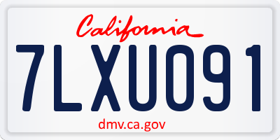 CA license plate 7LXU091
