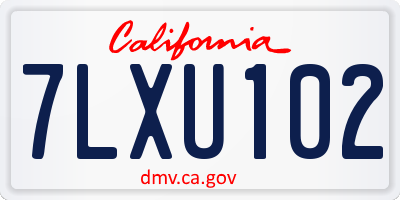 CA license plate 7LXU102